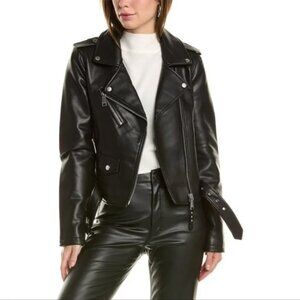 Rebecca Minkoff Faux Leather Black Moto Biker Jacket Small $248 NWT
